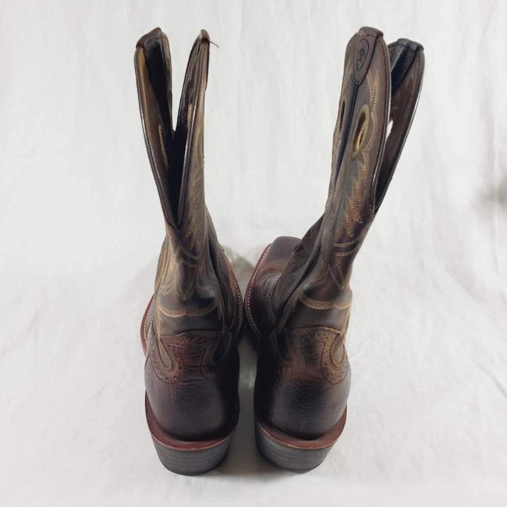 Ariat Heritage Roughstock Western Boots 11 D Square Toe Cowboy Brown Oiled Rowdy - Picture 3 of 6
